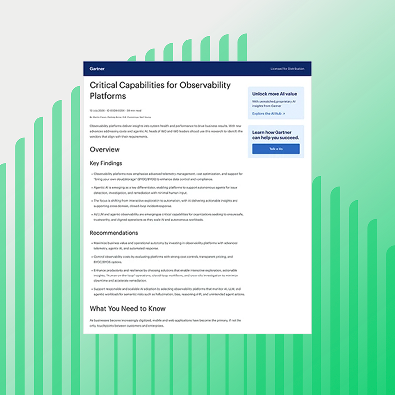Gartner® Critical Capabilities for Observability Platforms