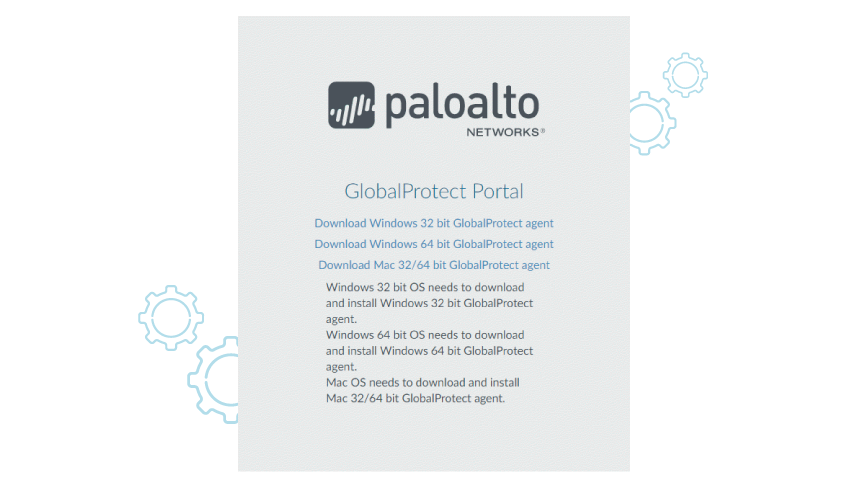 GlobalProtect Portal download page with options for Windows and Mac OS agents GlobalProtect Portal download page with options for Windows and Mac OS agents