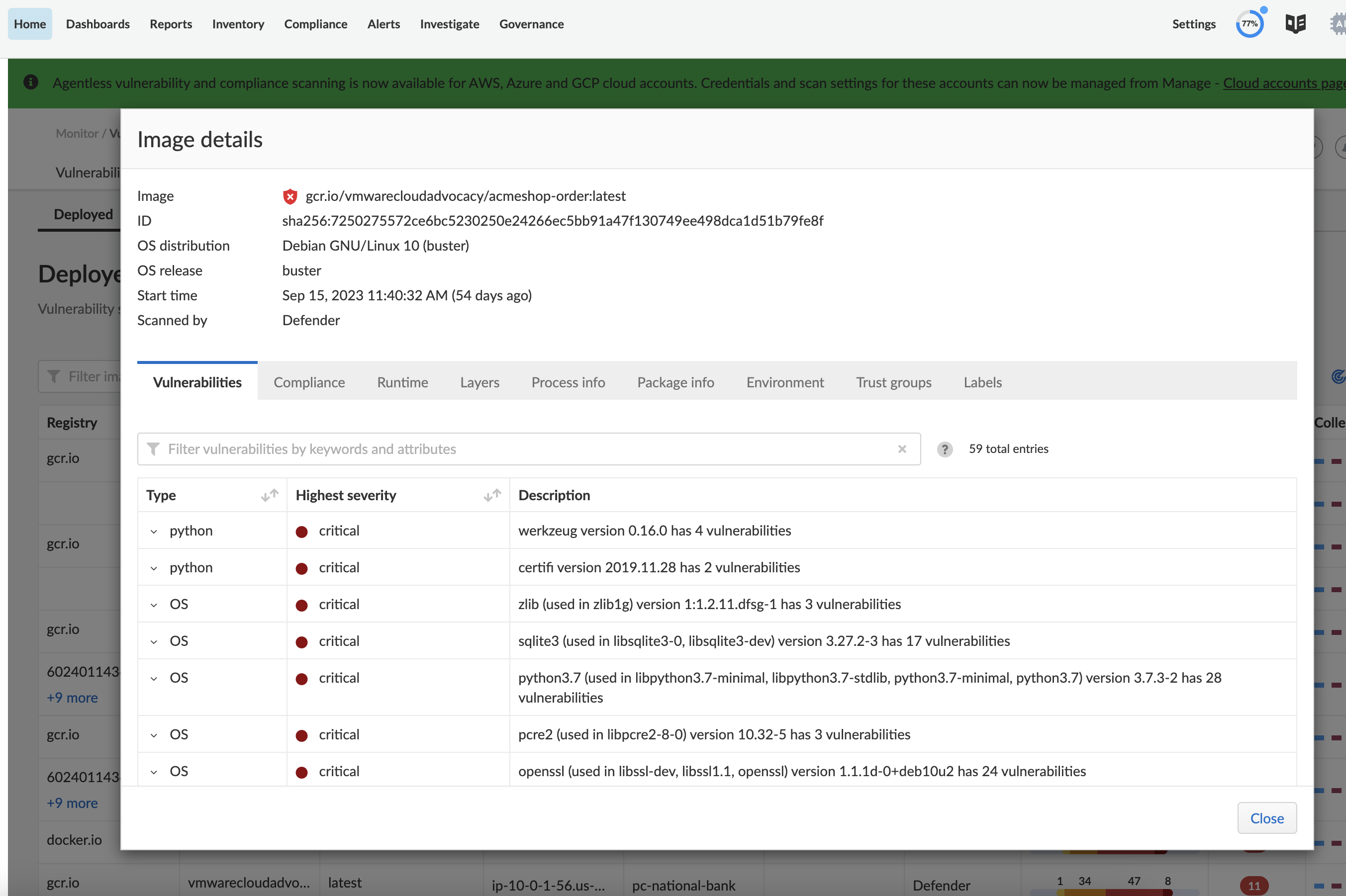 Container image scanning
